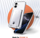 iPhone 16 Case, Minimalist Wallet Case Card Holder Protective Cover - Clear
