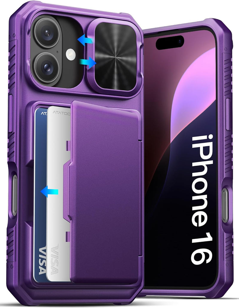 iPhone 16 Case Wallet with Card Holder Wallet Phone Case Dark Purple - Gorilla Cases