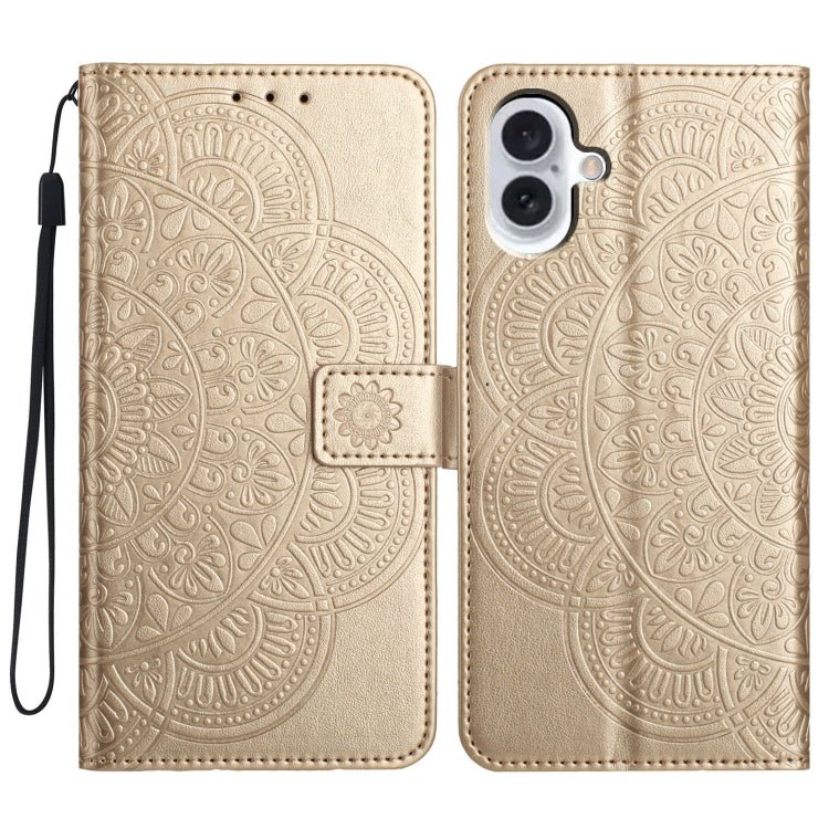 iPhone 16 Flower Embossed Leather Phone Case