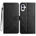 iPhone 16 Flower Embossed Leather Phone Case