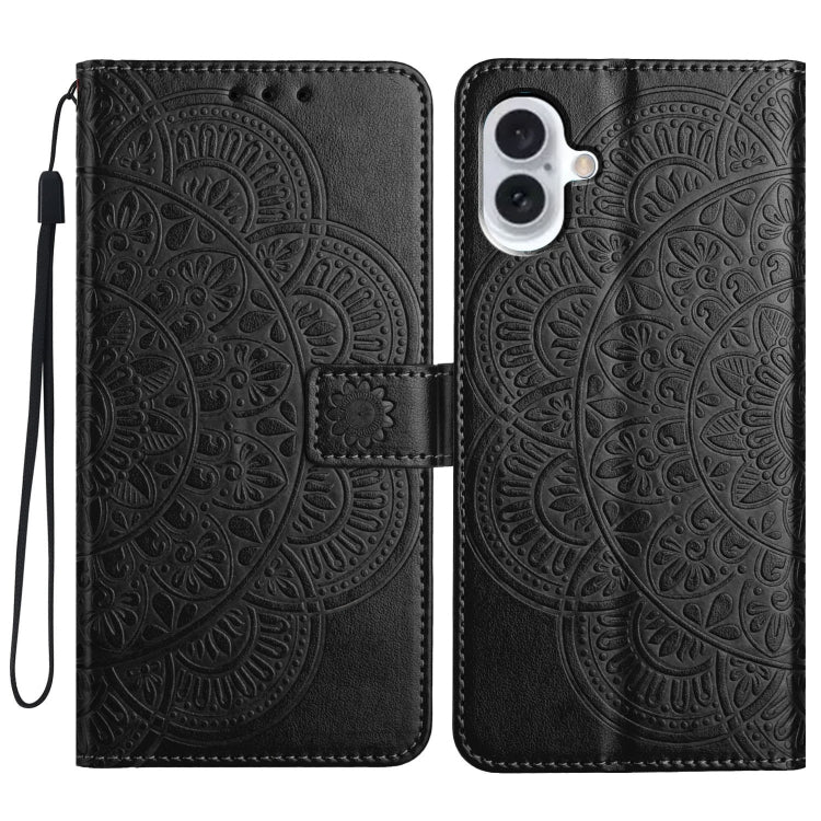 iPhone 16 Flower Embossed Leather Phone Case