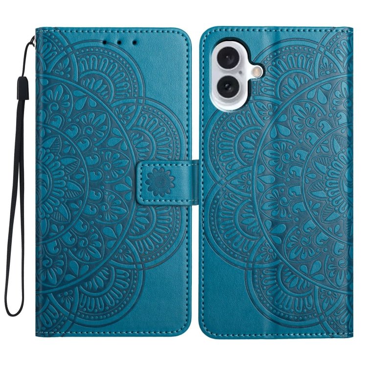 iPhone 16 Flower Embossed Leather Phone Case