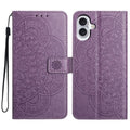 iPhone 16 Flower Embossed Leather Phone Case