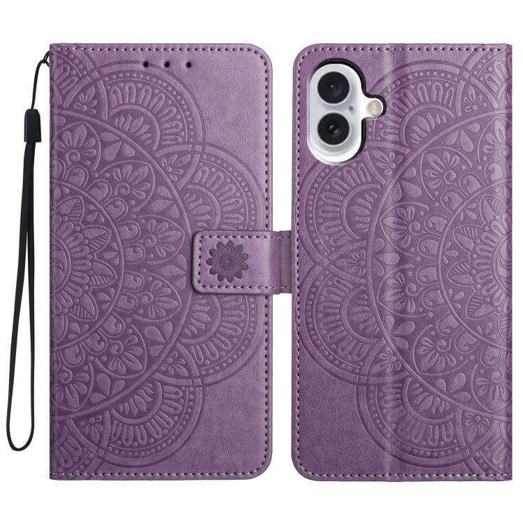 iPhone 16 Flower Embossed Leather Phone Case