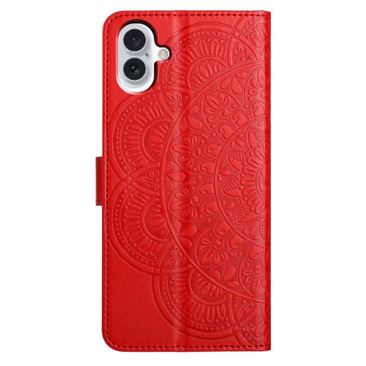 iPhone 16 Flower Embossed Leather Phone Case