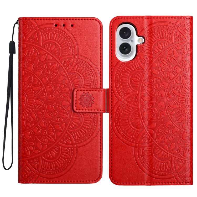 iPhone 16 Flower Embossed Leather Phone Case
