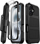 iPhone 16 Plus Belt Clip Case with 2 Screen Protectors & Kickstand