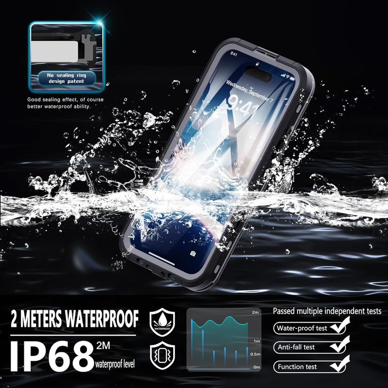 iPhone 16 Plus Case IP68 Underwater Clear Magnetic Built - in Screen Lanyard Protection - Gorilla Cases