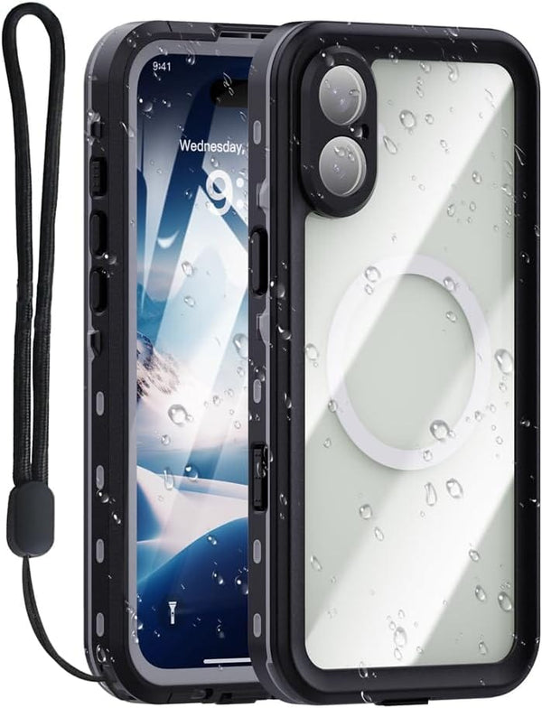 iPhone 16 Plus Case IP68 Underwater Clear Magnetic Built-in Screen Lan