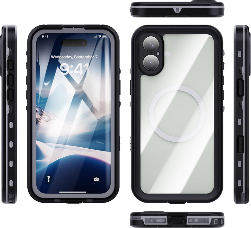 iPhone 16 Plus Case IP68 Underwater Clear Magnetic Built - in Screen Lanyard Protection - Gorilla Cases