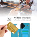 iPhone 16 Plus Flip Folio Wallet Case Credit Card Holder Slot PU Leather Cover 6.7 inch Blue