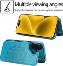 iPhone 16 Plus Flip Folio Wallet Case Credit Card Holder Slot PU Leather Cover 6.7 inch Blue