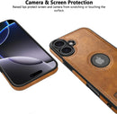 iPhone 16 Plus Leather Case with Kickstand & Camera Protection
