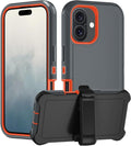 iPhone 16 Plus Military Case with Belt Clip & Dustproof Port Cover