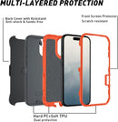 iPhone 16 Plus Military Case with Belt Clip & Dustproof Port Cover