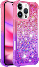 iPhone 16 Pro 6.3", Glitter Liquid Cute Clear Phone Case Protective Bumper Soft TPU Case Purple Blue YB