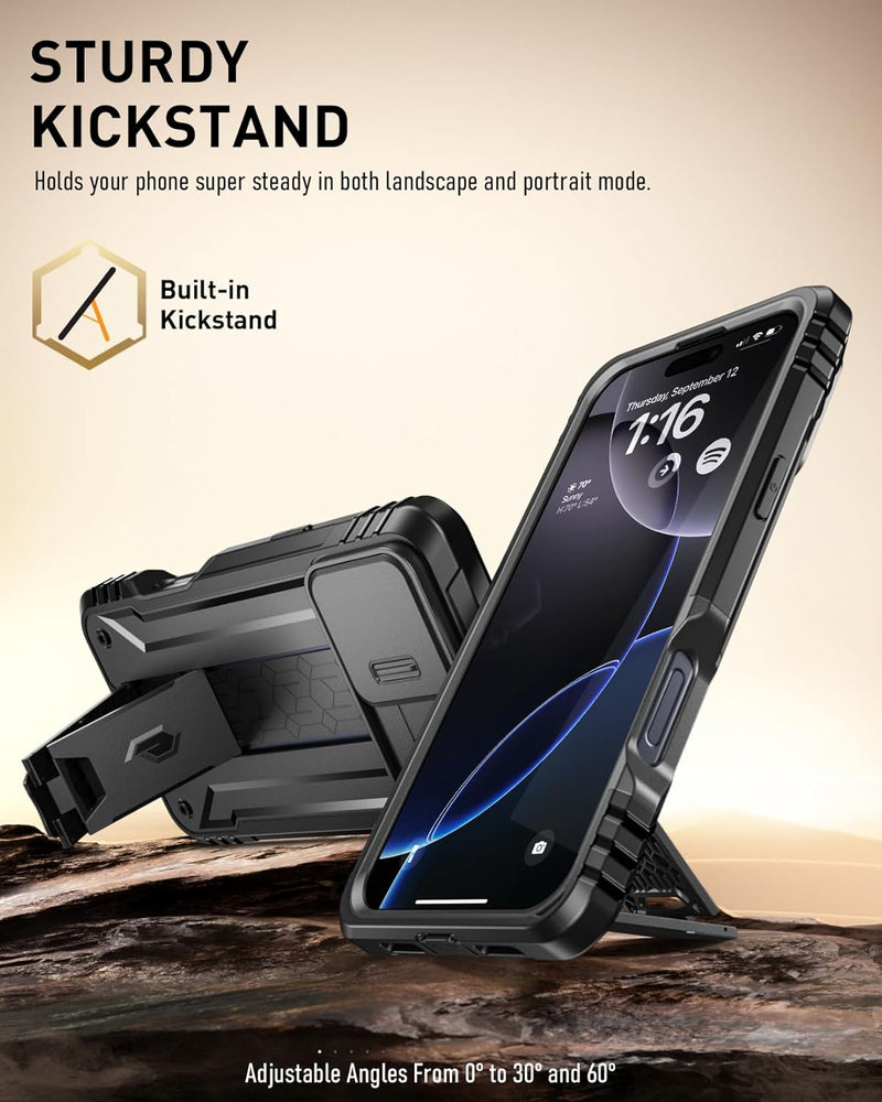 iPhone 16 Pro 6.3 inch Full - Body Military Grade Rugged Shockproof Cover Black - Gorilla Cases