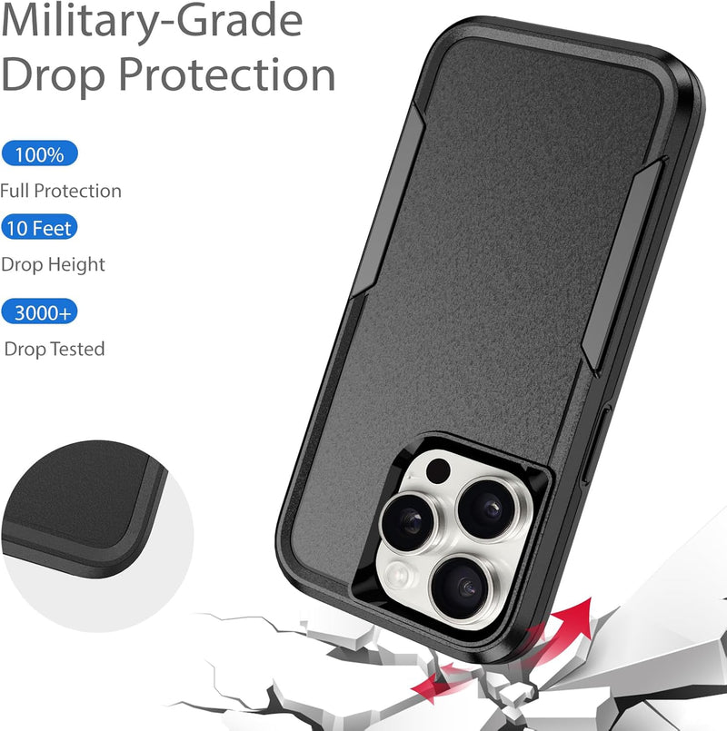 iPhone 16 Pro Case Black Heavy Duty Protection Shockproof Anti - Scratch Cover Phone Case - Gorilla Cases