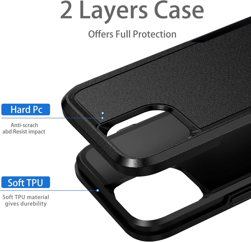 iPhone 16 Pro Case Black Heavy Duty Protection Shockproof Anti - Scratch Cover Phone Case - Gorilla Cases