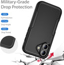iPhone 16 Pro Case Black Heavy Duty Protection Shockproof Anti - Scratch Cover Phone Case