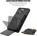 iPhone 16 Pro Case Card Holder Dual Layer Heavy Duty Protective Shockproof Hidden Card Slot Slim