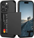 iPhone 16 Pro Case Card Holder Dual Layer Heavy Duty Protective Shockproof Hidden Card Slot Slim