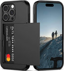 iPhone 16 Pro Case Card Holder Dual Layer Heavy Duty Protective Shockproof Hidden Card Slot Slim