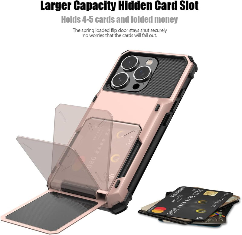 iPhone 16 Pro Case Card Holder Dual Layer Heavy Duty Protective Shockproof Hidden Card Slot Slim - Gorilla Cases