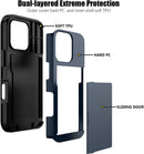 iPhone 16 Pro Case Card Holder Dual Layer Heavy Duty Protective Shockproof Hidden Card Slot Slim