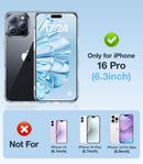 iPhone 16 Pro Case Clear 6.3" Slim Shockproof Protective Case
