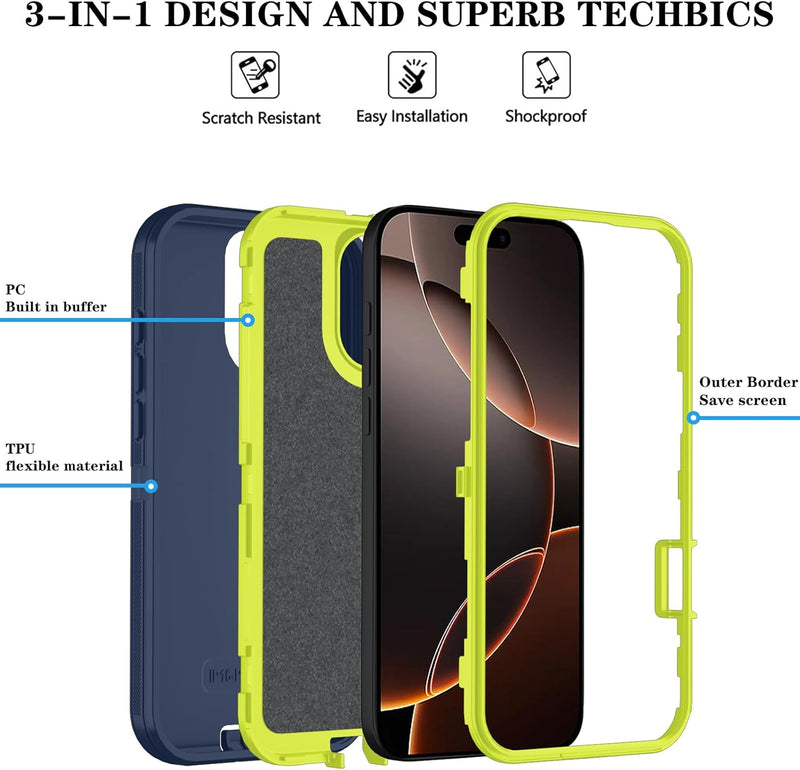 iPhone 16 Pro Case HD Screen Protector Heavy Duty Shockproof & Dust Proof Purple Sky Blue - Gorilla Cases