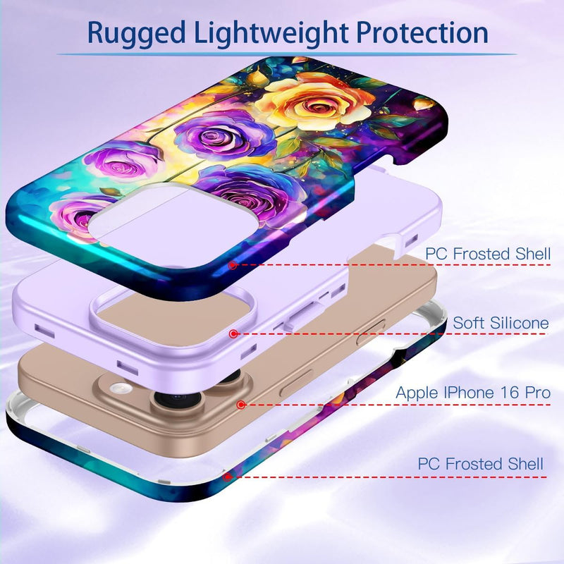 iPhone 16 Pro Case Heavy Duty Full Body Shockproof Protection 3 in 1 Hybrid Hard PC Soft Rubber Rugged Drop Protective Slim Women Phone Case - Gorilla Cases