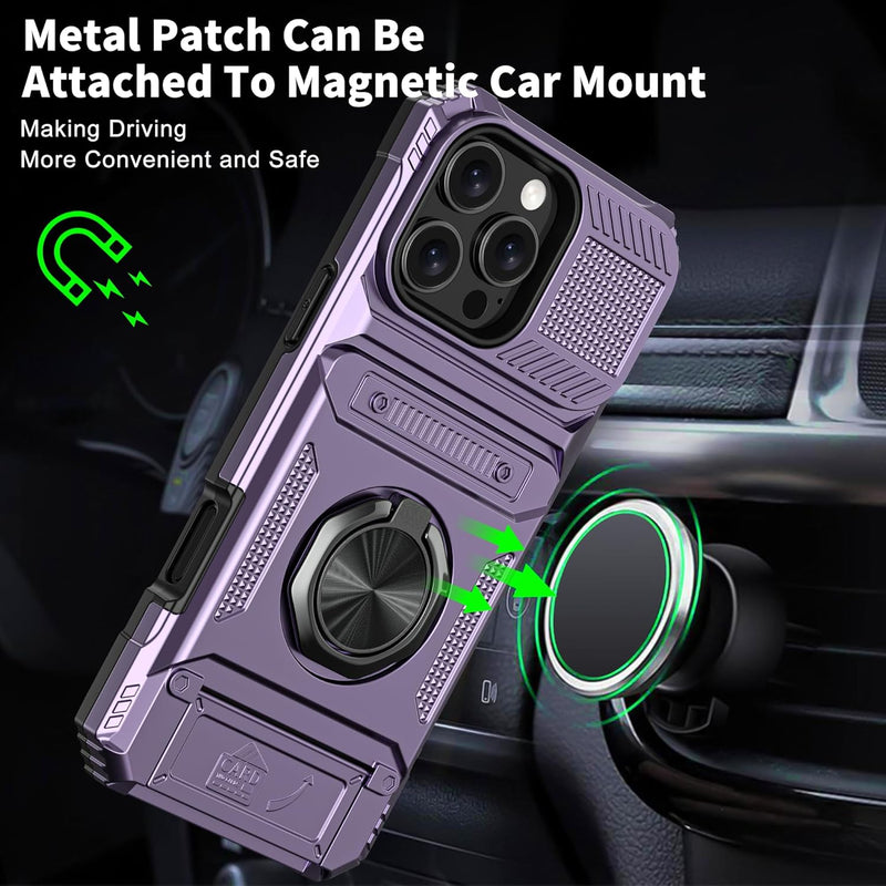 iPhone 16 Pro Case Holder Rotated Ring Stand Dual Layer Heavy Duty Drop Protection Wallet - Gorilla Cases