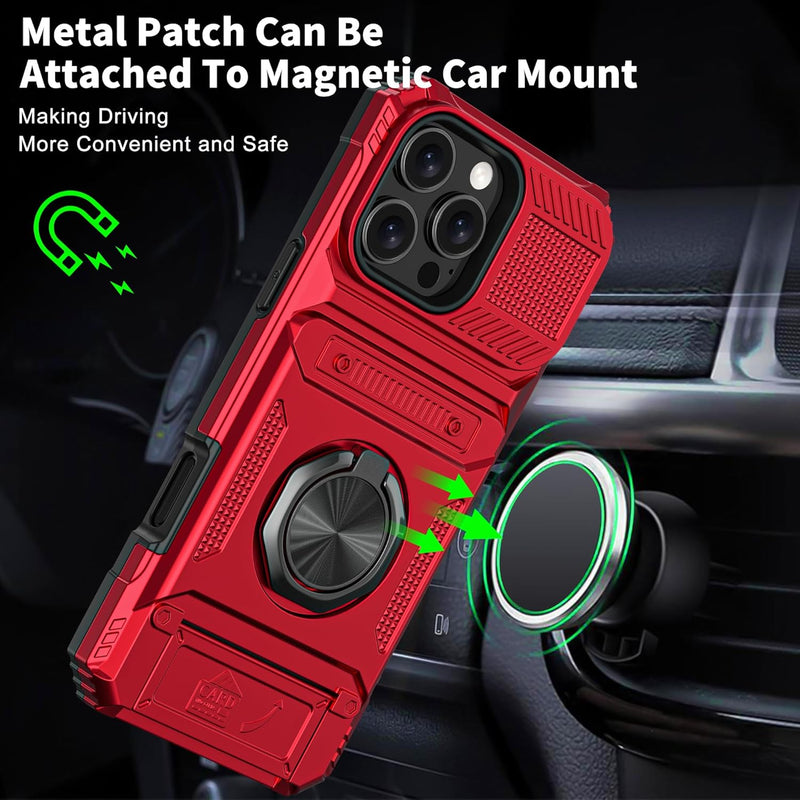 iPhone 16 Pro Case Holder Rotated Ring Stand Dual Layer Heavy Duty Drop Protection Wallet - Gorilla Cases