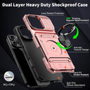 iPhone 16 Pro Case Holder Rotated Ring Stand Dual Layer Heavy Duty Drop Protection Wallet