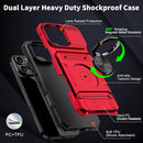 iPhone 16 Pro Case Holder Rotated Ring Stand Dual Layer Heavy Duty Drop Protection Wallet