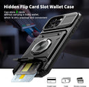 iPhone 16 Pro Case Holder Rotated Ring Stand Dual Layer Heavy Duty Drop Protection Wallet
