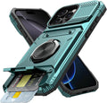 iPhone 16 Pro Case Holder Rotated Ring Stand Dual Layer Heavy Duty Drop Protection Wallet