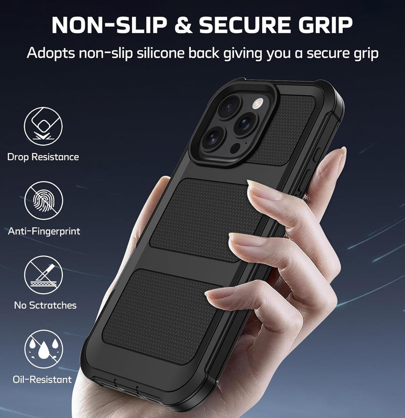 iPhone 16 Pro Case Military Drop Protection Cover Heavy Duty Rugged Shockproof Phone Case for iPhone 16 Pro with Kickstand & Belt Clip Holster 6.3 inch Black - Gorilla Cases