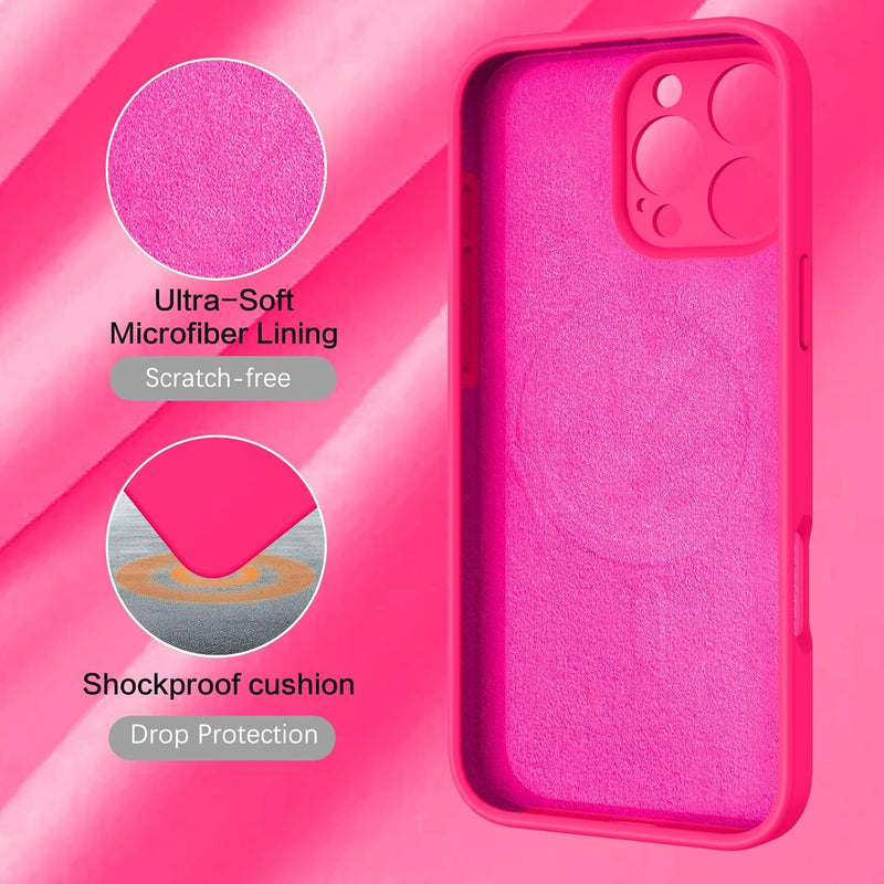 iPhone 16 Pro Case Phone Case iPhone 16 Pro[ Lining Shockproof Phone Cover 6.3", Hot Pink - Gorilla Cases