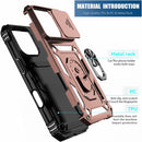 iPhone 16 Pro Case Slide Lens Cover & Built - in 360° Rotate Ring Stand Magnetic Case Black