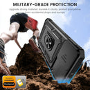 iPhone 16 Pro Case Slide Lens Cover & Built - in 360° Rotate Ring Stand Magnetic Case Black