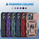 iPhone 16 Pro Case Slide Lens Cover & Built - in 360° Rotate Ring Stand Magnetic Case Black