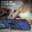 iPhone 16 Pro Case Slide Lens Cover & Built - in 360° Rotate Ring Stand Magnetic Case Black