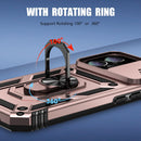 iPhone 16 Pro Case Slide Lens Cover & Built - in 360° Rotate Ring Stand Magnetic Case Black