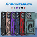 iPhone 16 Pro Case Slide Lens Cover & Built - in 360° Rotate Ring Stand Magnetic Case Black