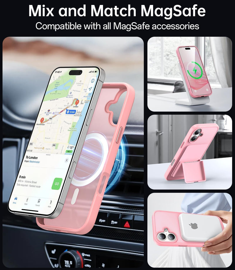 iPhone 16 Pro Case Yellowing Pink Shockproof Drop Protection Magnetic Case - Gorilla Cases