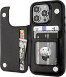 iPhone 16 Pro Leather Wallet Case with Card Holder & Kickstand