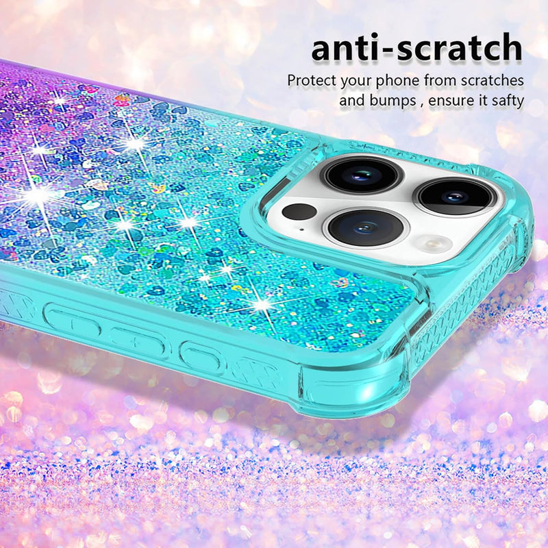 iPhone 16 Pro Max 6.9" Glitter Liquid Cute Clear Phone Case Protective Bumper Soft TPU Case - Gorilla Cases