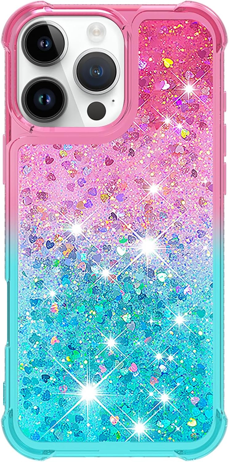 iPhone 16 Pro Max 6.9" Glitter Liquid Cute Clear Phone Case Protective Bumper Soft TPU Case - Gorilla Cases